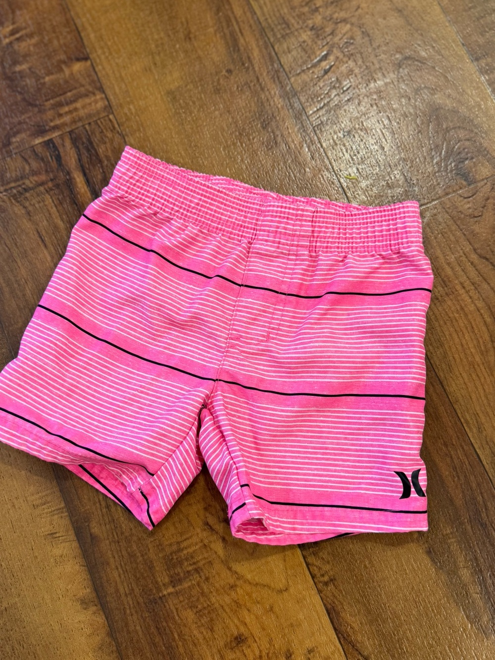 Hurley Hot Pink Striped Baby Board Shorts 12 months